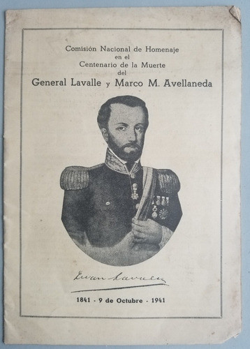 Folleto General Lavalle Y Marco M. Avellaneda. 55135 0