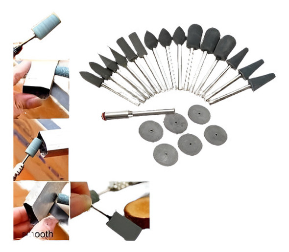 22 Piezas Puntas De Pulir De Goma Y Discos Kit De Brocas Par 0