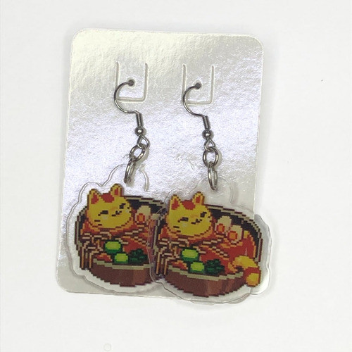 Par Aros Gatito Ramen Pixel Acrilico Y2k Aesthetic 0