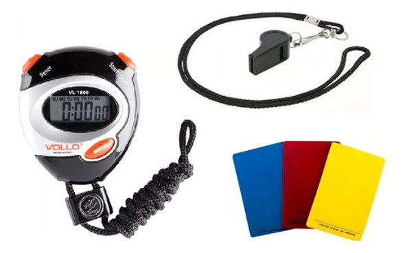 Kit Árbitro Completo Com Apito / Jogo De Cartão / Cronômetro 0