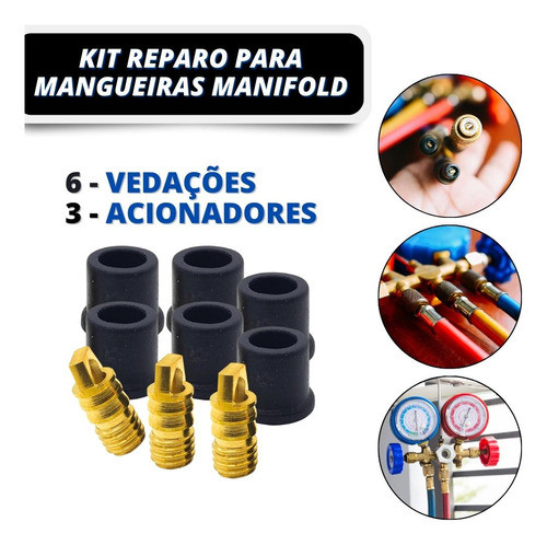 Reparo Mangueiras Manifold 1/4 Sae 6 Un + 3 Conexão Ar Cond 1