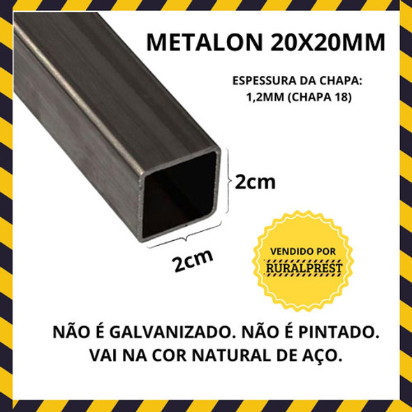 Metalon 20x20 Tubo Quadrado De Aço - 4 Peças De 1metro 1