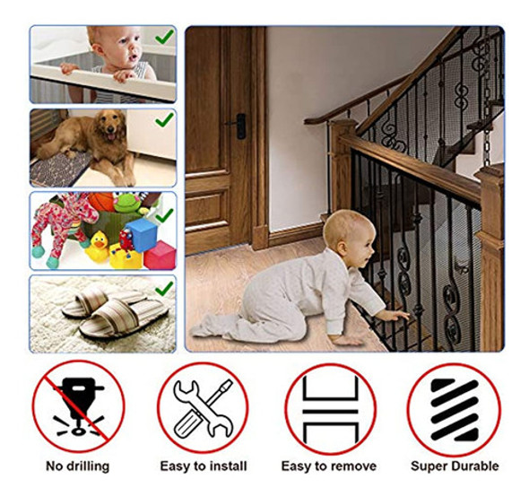Red Para Escaleras, Puerta Para Bebés Para Escaleras Sin Tal 1