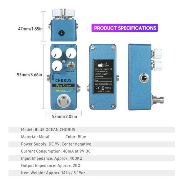 Pedal De Efeito + Intence Chorus/true + Bypass Ocean Intensi 1