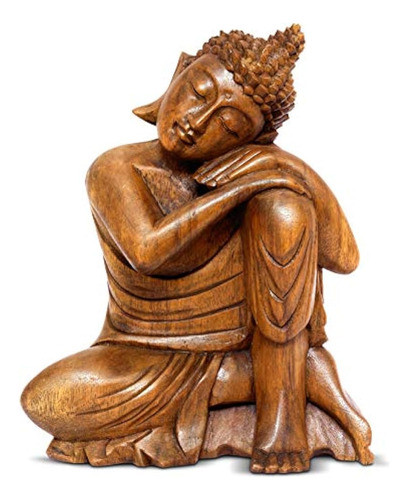 Sereno De Buda Durmiendo Estatua De Madera Tallada A Mano Fi 0