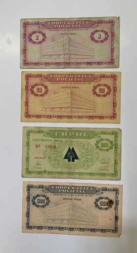 Billetes 4 Valores Uruguay Copol Cooperativa Policial, Bl301 1