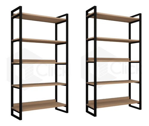 Kit 2 Estantes Organizadoras Metal Madeira Estilo Industrial 1