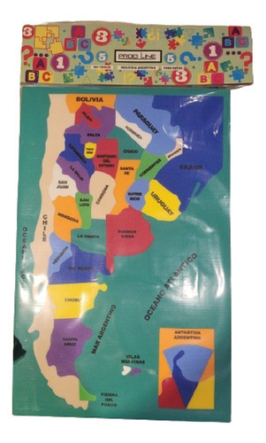 Mapa Goma Eva Argentina Colores Provincias 40x26cm 0