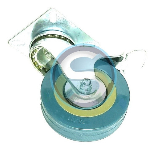 Rueda Giratoria Con Freno, 75mm Goma Metal Unidad (1) 1