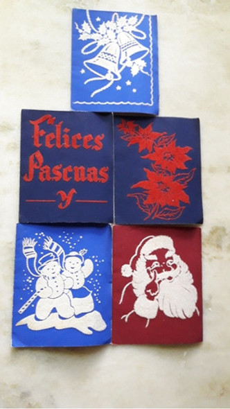 Antiguas Postales Navideñas Aterciopeladas Made In Usa 1