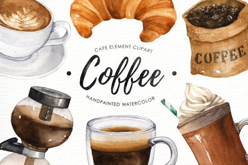 Kit Imagenes Png Cliparts Café Comida Desayuno Acuarela Es63 0