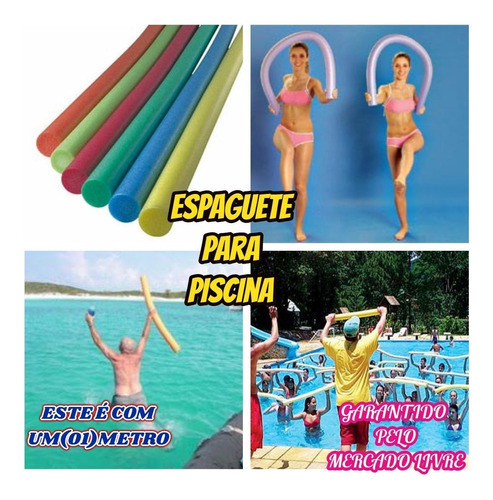 Espaguete Boia Macarrão P/ginastica C/1 Mt Kit C/10+brinde 1