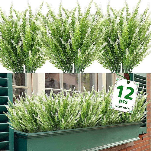 12 Flores Artificiales De Lavanda Realista - Blanco 0