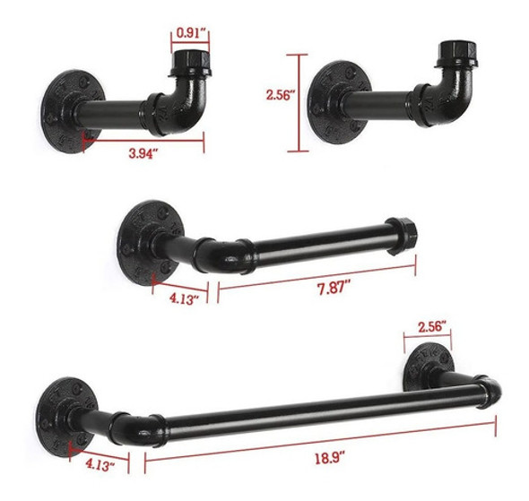 Set De 4 Accesorios Para Baño Industrial Liantral -8b7vyfmg 1