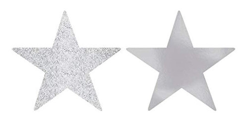 Recortes De Estrellas | Plata | Paquete De 5 | Decoración De 0