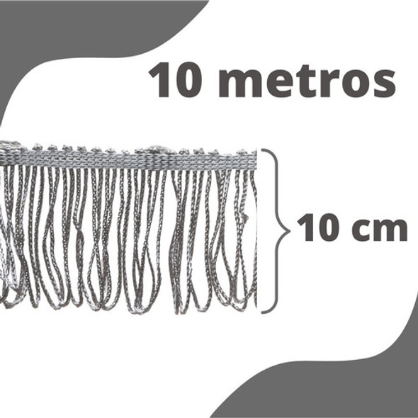 Franja De Tecido Cinza -  10 Cm - Rolo C/ 10 Metros Nybc 1
