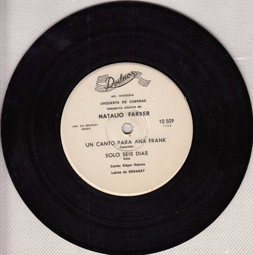 1965 Uruguay Vinilo Rodnos 10509 Natalio Farber Ana Frank 1