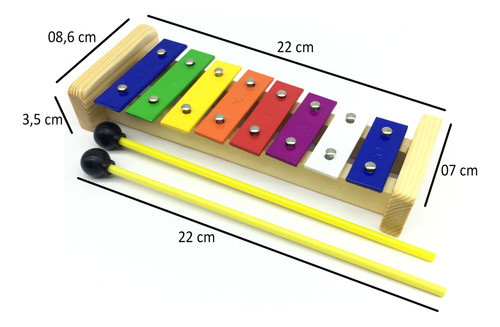 Metalofone Xilofone Infantil 8 Notas Rítmica Pequeno Mxp 1