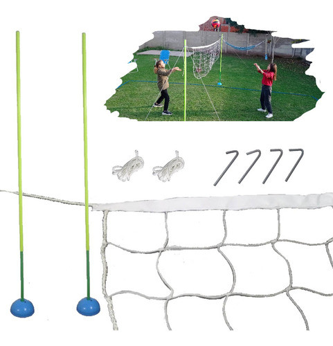 Set De Voley Red 3,5mts Soportes Regulables Parantes 2,40mts 0