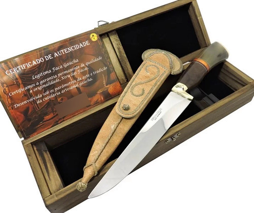Faca  Aço Alemão, Churrasco Bainha Lonca C/ Estojo - 7 Pol. 1