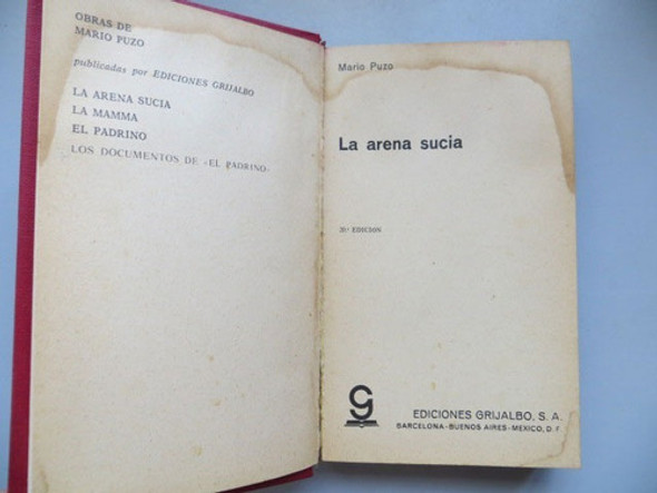 La Arena Sucia Mario Puzo Ed Grijalbo 1975 Tapa Dura 1 La Arena Sucia Mario Puzo Ed Grijalbo 1975 Tapa Dura 1