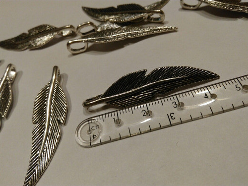 10 Dije Dijes Pluma Plumas 4,5x1,1 Armado Collares Pulseras 0
