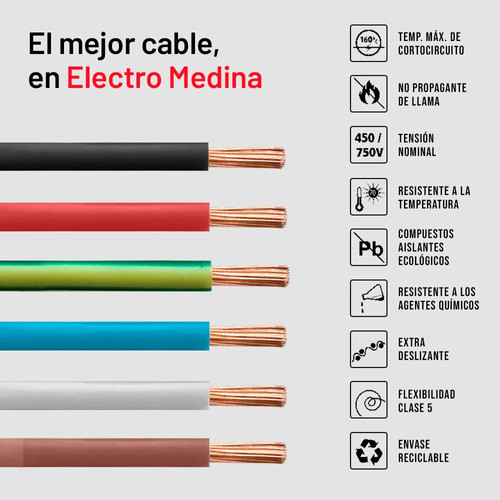Cable Unipolar 4mm Clase 5 Negro Cedam Kalop Electro Medina 1