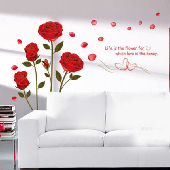 Pared Roja De Rose Etiqueta Mural Desmontable Flores Pared P 1