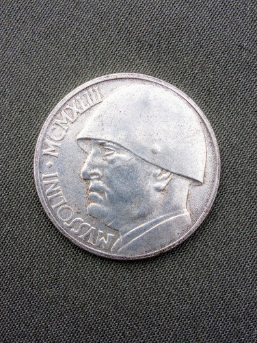 Moneda Medalla Conmemorativa 20 Liras Italia Mussolini 1943 0