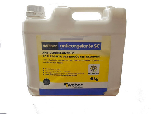 Aditivo Líquido Anticongelante Weber Sin Cloruro 6 Kg Sibaco 0