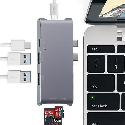 Adaptador Multipuerto Hub Usb-c Doble Puerto De Carga Salida 1