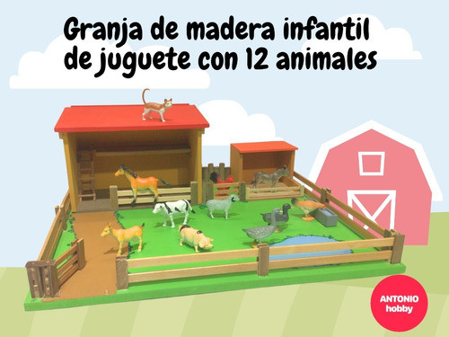 Granja Con Animales De Juguete Con Establo Y Galpon Madera 1