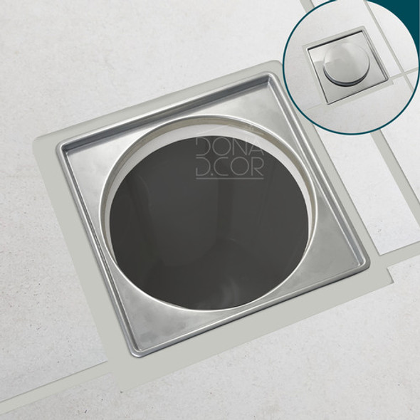 5 Porta Ralo Inox 15x15 Quadrado Caixilho Grelha Box Kit 1