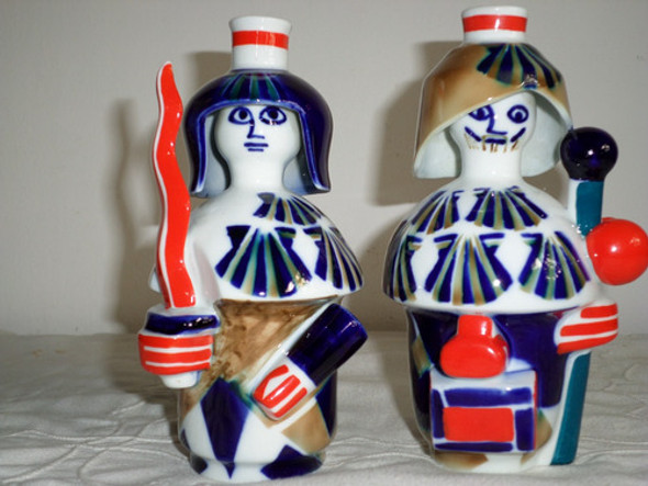Pareja Botellas Porcelana Sargadelos Coleccion Santiformes 1