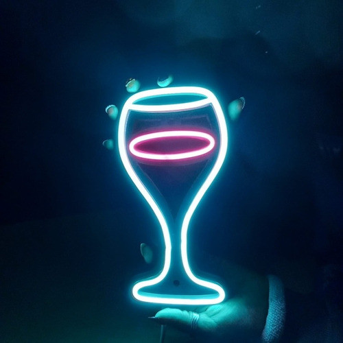 Cartel Mini Copa De Vino Simple Neón Led / Deco / Luminoso 1