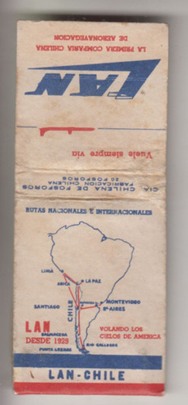 Aerolineas Lan Chile Caja De Fosforos Rutas America Vintage 0