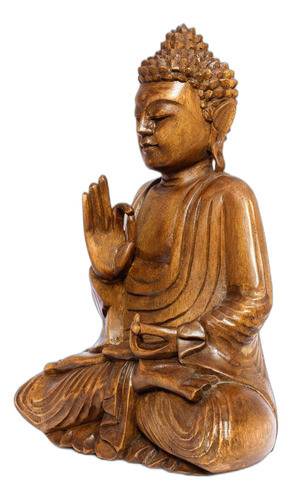 De Madera Serena Buda Meditando Arte Estatua Escultura Talla 1