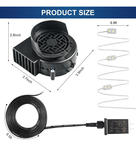 Soplador Inflador Para Inflables 12v 1 2a Con 3 Luces Led 1