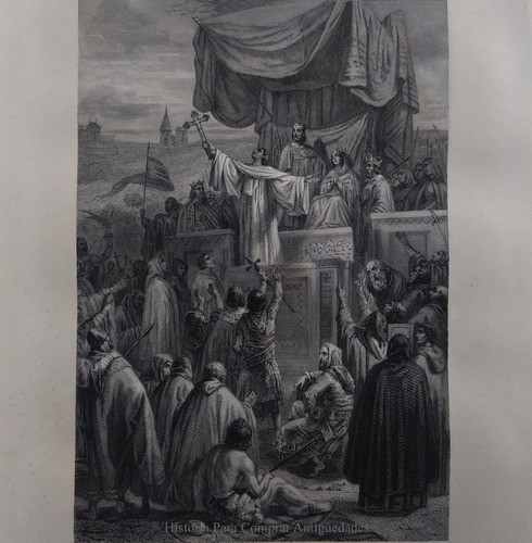 Grabado Original Año 1869  Predicación De La 2° Cruzada 0
