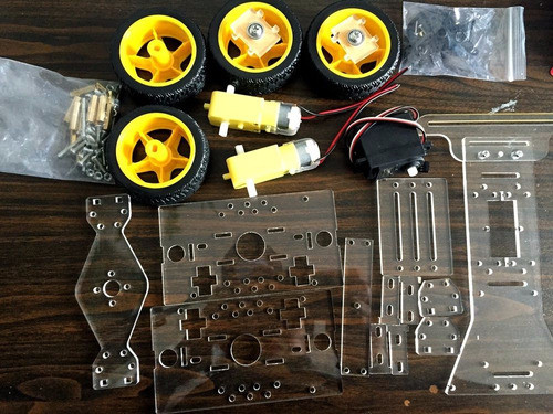 Chasis Para Armar Auto Inteligente 4w Arduino + Servo S3003 1