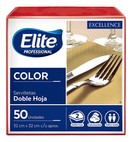 Servilleta Elite Excellence 32x32 50x24 Rojo- Ip1431 0