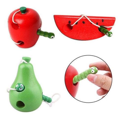 Fruta Forma A Inteligencia Cordón Juego Montessori Threading 0