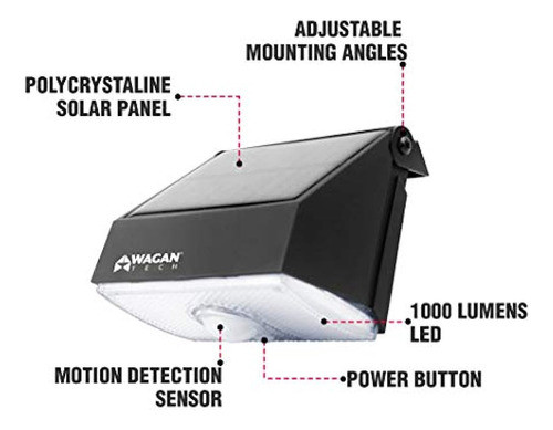 Wagan El8570 Luz De Pared Solar Led Para Exteriores De 1000 1