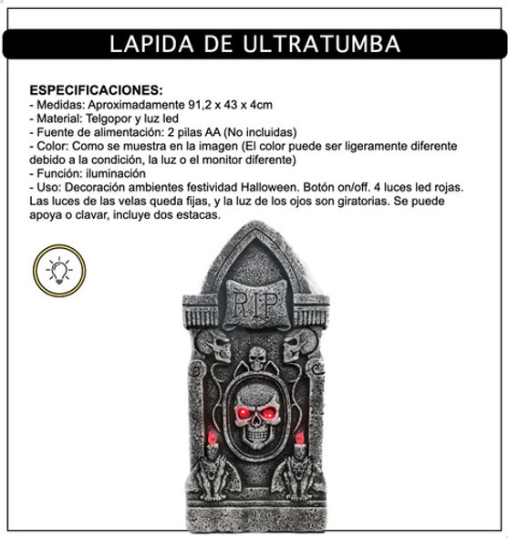 Lapida Ultratumba Ojos Luz Led Rip Decoracion Halloween 1