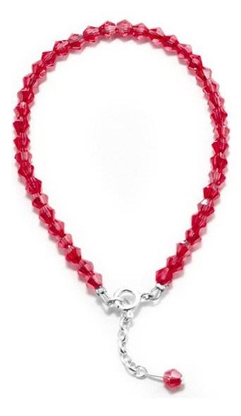 Pulsera Plata 925 Mujer Roja Envidia Cristales 0