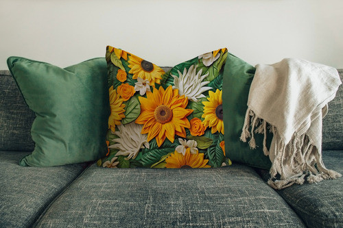 Plantilla Para Sublimar Almohadones Girasoles Efecto 3d P373 0