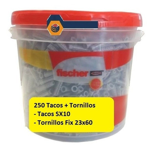 Taco Tarugo + Tornillo Fischer Sx10  23x60 X250un Lad Hueco 0