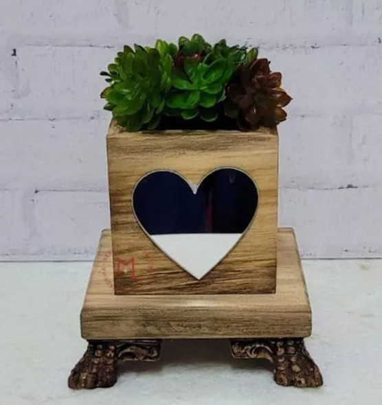 Vasinho Com Planta Artificial Decoração Com Bandeja 1 Vasinho Com Planta Artificial Decoração Com Bandeja 1