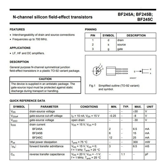 Bf245 Bf245a Bf 245 Bf-245 Jfet N Vhf Uhf 30 V To92 Itytarg 1