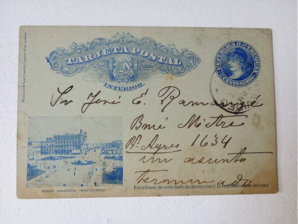Tarjeta Postal Antigua Uruguay. Plaza Cagancha  Montevideo 0